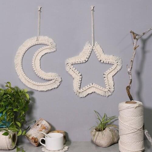 Home decoration tapestry ins Nordic style hand woven cotton thread wall hanging star moon initiative gift
