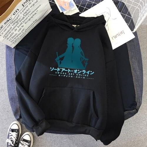 SAO Kirito And Asuna Hoodies Sword Art Online Hooded Tops Men Long-Sleeved Student Autumn Daily Hooded Tops Sweatshirt