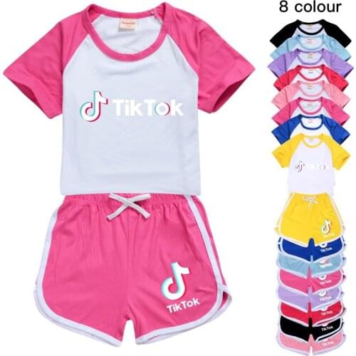 TIK TOK 2-16Years Clothing Set Boys T-Shirts + Sports Shorts 2PCS Set Toddler Girls Clothing Kids Tracksuit Sportsuit