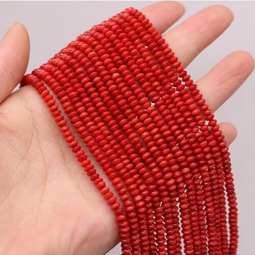 Red Abacus Bead Shape Natural Coral Spacer Beads Loose Beads for Jewelry Making DIY Necklace Bracelet Earring Accessories