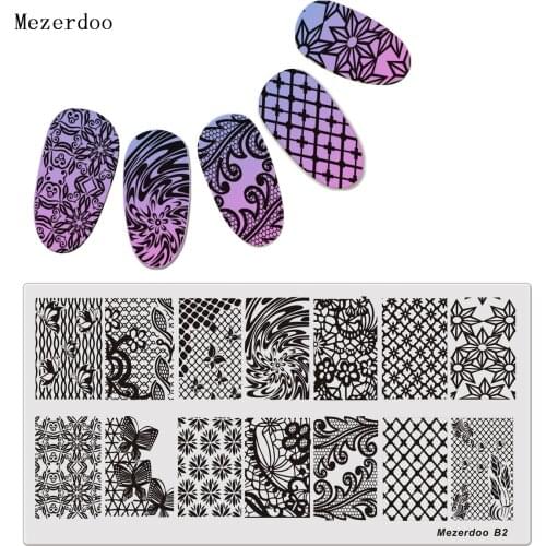 1 Pc Lace Rectangle Stamping Plate Nail Art Stamp Template Butterfly Flower Design Image Plate 12*6cm Mezerdoo B2