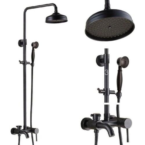 Brass Black Oil Rubbed Bronze Bathroom Rainfall Bathtub Shower Mixer Tap Faucet Single Handle Wall Mounted ars342