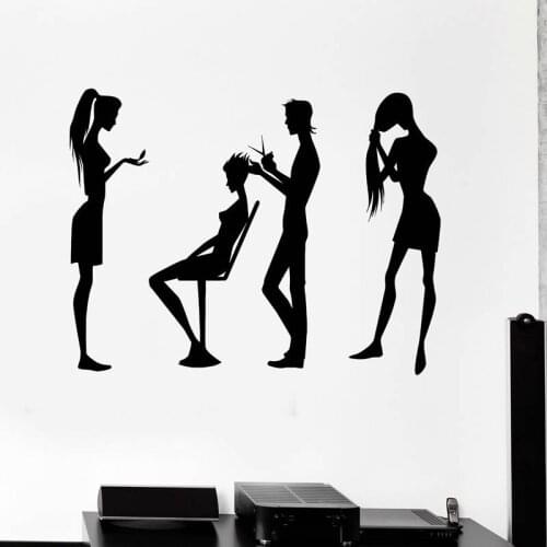 Hair Salon Wall Decal Beauty Salon Scissor Sticker Barber Shop Vinyl Wall Decals Decor Mural Hairdresser Glass Window Sticker