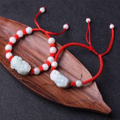 Natural Emerald Pixiu Beads Bracelet Adjustable Bangle Charm Jewellery Fashion Accessories DIY Hand-Carved Luck Amulet