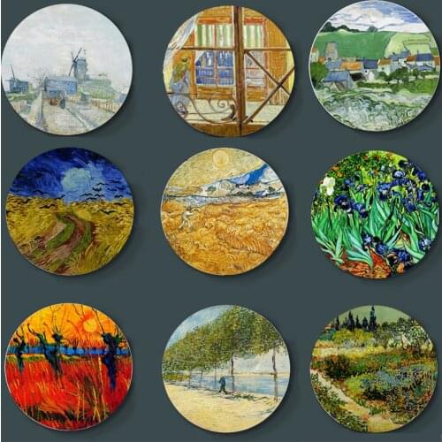 Netherlands Post-impressionism Oil Painting Wall Plate Van Gogh Ceramic Plate Ornaments Wall Decorative Background