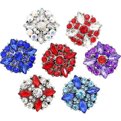 New KZ1384 Beauty Colorful rhinestone 8 colors 18MM snap buttons fit 18mm snap jewelry wholesale