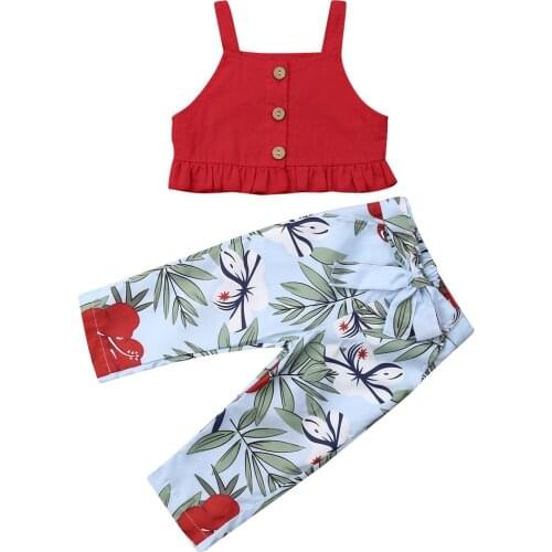 Baby Clothes Summer Toddler Baby Girl Clothes Sleeveless Tops Crop Flora Pants Outfits Set