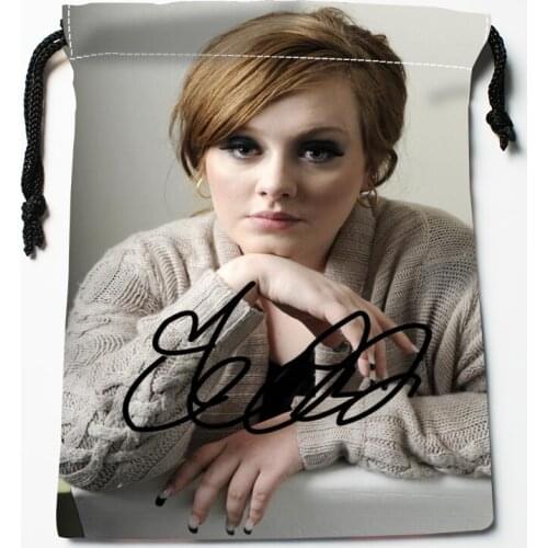 Custom Adele Adkins Drawstring Bags Wedding Party Christmas Gift Pouches Packing 18x22cm Satin Fabric Storage Bag 0519