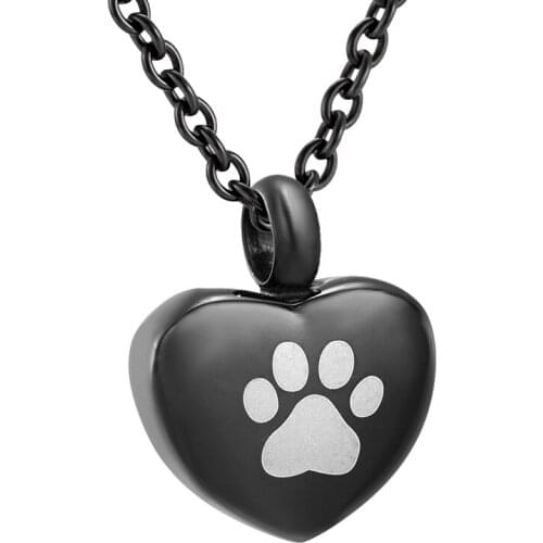 Cute Paw Engraved 13mm Tiny Heart Urn Necklace Hold Pets,Dog,Cat Ashes,Also can put on bracelet as a Cremation charms