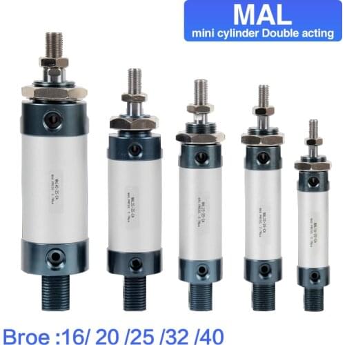 MAL Series Bore 16/20/25/32/40mm Air Pneumatic Cylinders Compressed Air Cylinder Mini Stroke 25/50/75/100 200 Single Lever MAL20