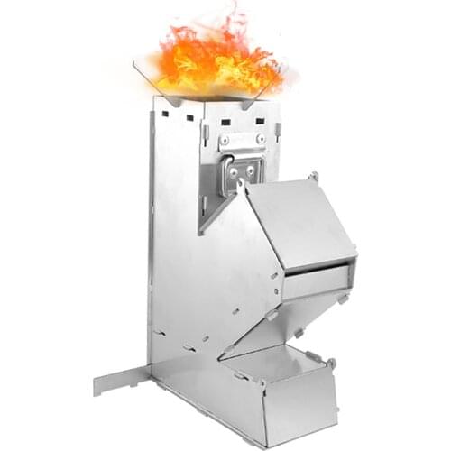 Portable Camping Stove Foldable And Detachable Wood Burning Stainless Steel Thickened Rocket Stove Cooker Camping Equipment