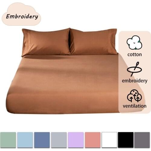10 Colour Soft Fitted sheet Bedsheet Pillowcase Single Queen King Size Pure Color Bedsheet Bedding