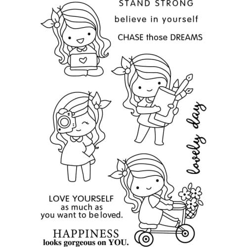 Girl and boy Transparent Clear stamps and metal cutting dies