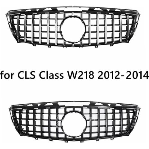 GT Front Bumper Grille for 2012- 2014 Mercedes CLS Class W218 Pre-facelift Black Silver