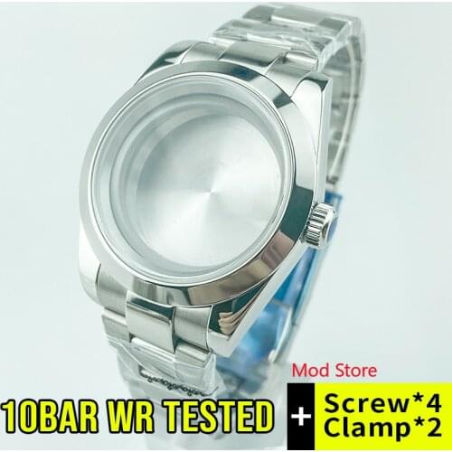 10Bar 330feet 10ATM WR 39mm Datejust Style Sapphire Crystal Watch Case Fit ETA2836 Miyota8215 Seagull2836 Mov't Stainless Steel