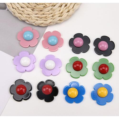 Diy jewelry making 30set/lot color printing geometry flowers/round shape resin beads fit earring/garment pendant accessory