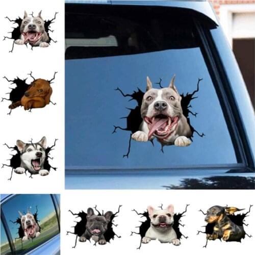 Dog Crack Sticker Printed 3D Creative Puppy Car Cartoon Autmobile Rear Windshield Vehicle Window Wiper Decal Styling Decoration