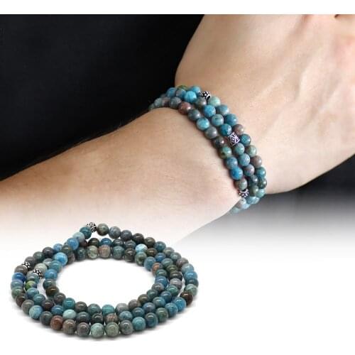 Tesbihane Both Bracelet-Both Necklace-Both Rosary 99lu Apatite Natural Stone Jewelry