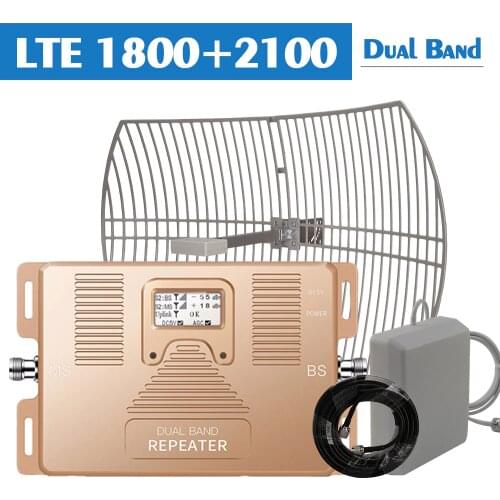 24 dBi Gain External Grid Antenna 2g 3g 4g Signal Repeater GSM 1800 WCDMA 2100 MHz Amplifier 3G UMTS 4G LTE Booster Set @ B3 B1