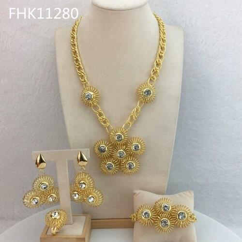 Yuminglai Flower Jewelry Dubai Gold Jewelry Sets For Women Birthday Gift FHK11280