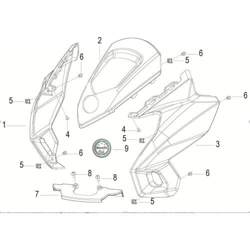 REAR ABSORBER ASSY wind shield head light covers page of Benelli BJ600GS BJ600GS-A