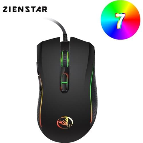Zienstar Wired USB Gaming Mouse,Optical Mice with RGB Color Backlit,3200DPI,7 Buttons for Laptop,Desktop,PC