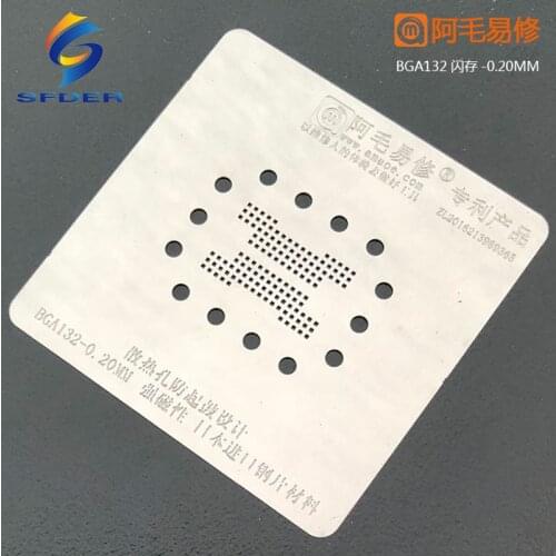 0.20/0.20/0.25MM AMAOE BGA152 BGA132 BGA96 BGA Reballing Stencil For DDR IC CHIP Plant Tin Heating Template Repair Tool