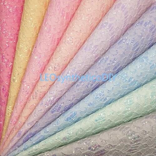 1PC 21X29CM Pastel Colors Lace Glitter Fabric, Synthetic Leather, Faux Leather For Making Bows Accessories LEOsyntheticoDIY T224