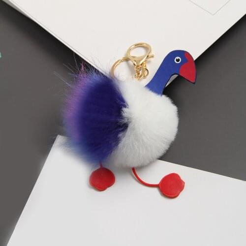 1PC Cute Fluffy Rabbit Fur Toucan Pom Ball Keychain Keyring Car Key Ring Chain Charm Women Bag Pendant School Bag Charm