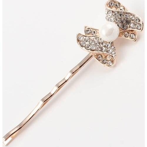 New 1PC Cute Pearl Bow tie Rhinestone Barrette Girls Hair Accessories Hair Clip Lovely Hairpin Hair Ornaments