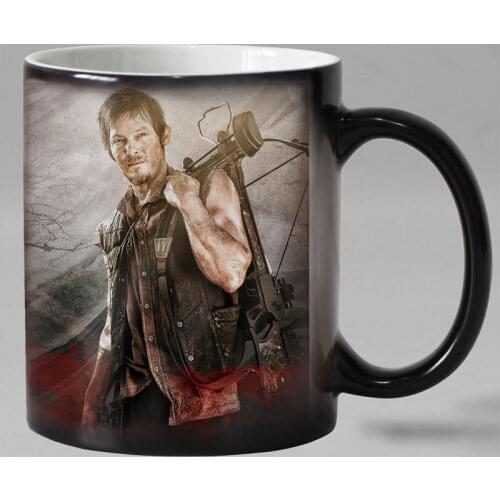 Free shipping Funny novelty Movie walking dead Daryl Ceramic Color Changing Coffee Mug Magic Tea Cup Mugs surprise gift