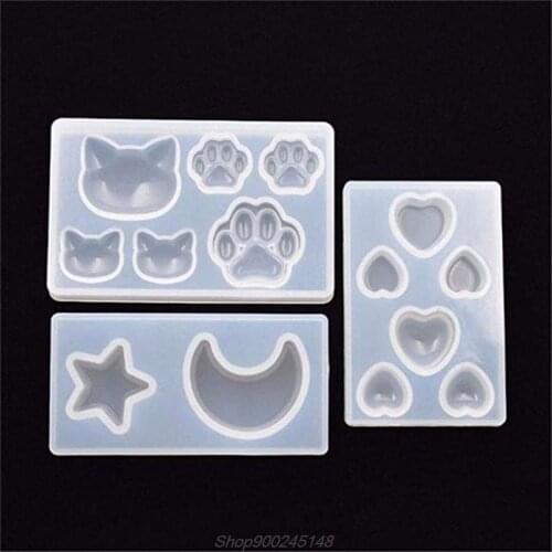 3 Pcs DIY Star Moon Cat Footprint Love Heart Silicone Resin Mold Jewelry Tools Jy15 20 Dropship