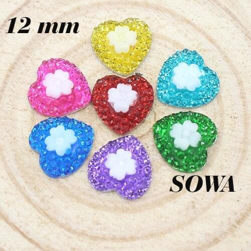 500pcs/lot 12mm Multicolor Pick love heart/round/Bow Shape Flower Flatback Scrapbooking For Phone/Wedding ABS Resin Beads