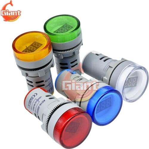 AC 60-500V 22MM LED Voltmeter Digital Indicator Light DIY Red Yellow Green white Blue Voltage Meter AC 110V 220V for Motorcycles
