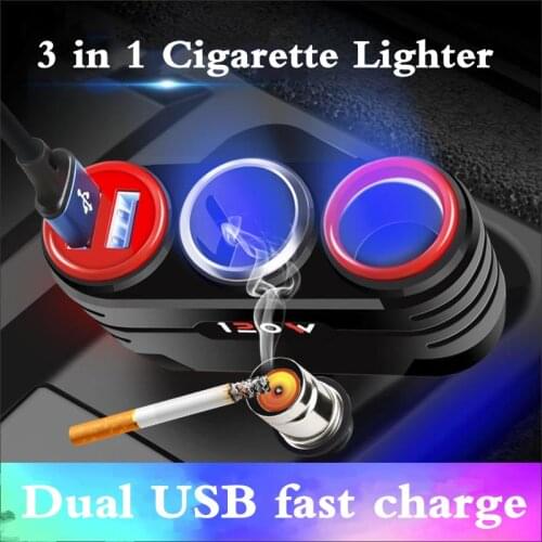 12-24v 3 In 1 Car Cigarette lighter Multifunction Universal Truck Fast Charging 120w Cigarette Lighter Car Charger Accessories