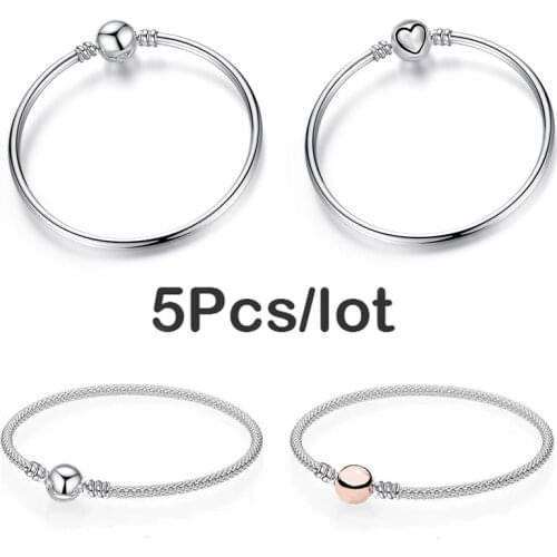 BAOPON 5Pcs/lot Pulseira Charm Bracelets & Bangles Femme Heart-Shaped Basic Chain Fine Bracelet & Bangle Women Jewelry