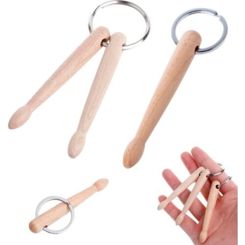 Wood Drumsticks Percussion Key Ring Chain Keyrings Mini Drum Sticks Keychain