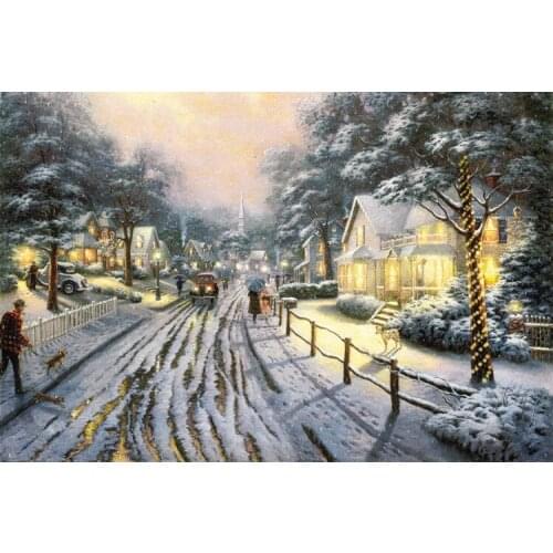 Country snow The wooden puzzle 1000 pieces ersion paper jigsaw puzzle white card adult childrens educational toys