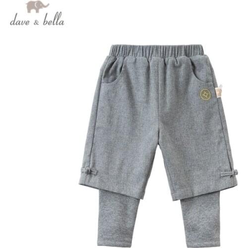 DBW16313 dave bella winter baby boys fashion solid pants children full length kids pants infant toddler trousers