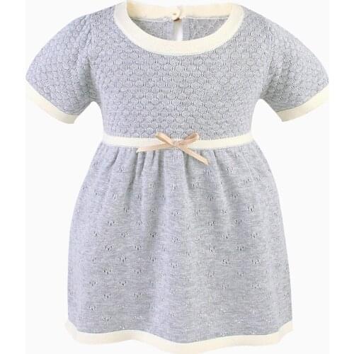 Wedding Gift Kid Dress Toddler Girl Clothes Newborn Short Sleeve Girl Birthday Dresses Outfit Children Knitted Clothing