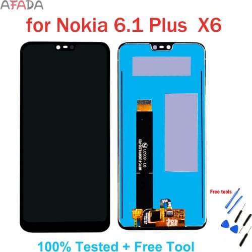 For Nokia X6 LCD Nokia 6.1 Plus LCD Display Touch Screen Glass Panel Digitizer Assembly Replacement + Free Tools
