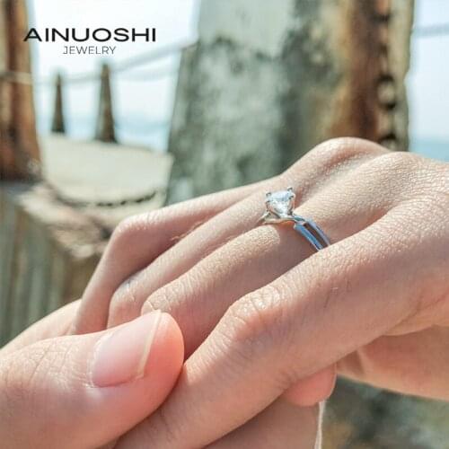 AINUOSHI 0.5 Carat Fashion Solitaire Round Cut Moissanite Engagement Rings For Women 925 Silver Exquisite Jewelry Gifts