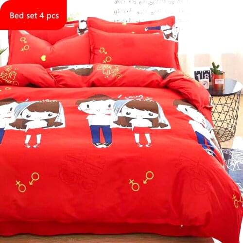 4 Pieces Red Bedding Sets For Wedding Double Queen King Size Bedding Duvet Cover Bed Sheet Set Pillowcases 2020