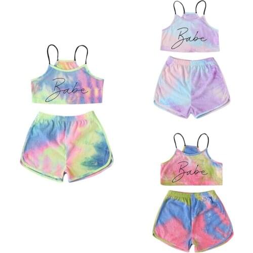 Baby Girls Clothes Sets Letter Printed Sleeveless Pullover Vest Tops Shorts 2pcs Outfits