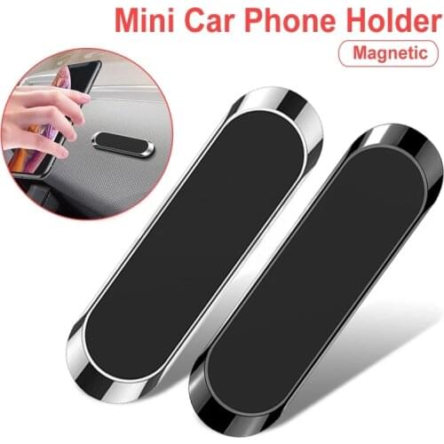 Magnetic Car Phone Holder Rotatable Mini Strip Shape Stand For Huawei Samsung Metal Strong Magnet GPS Car Mount for iPhone 12 11