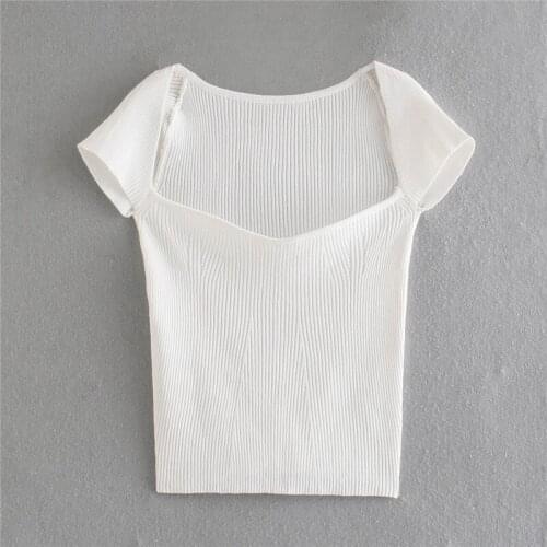Merodi Women Casual Square Collar Sleeveless Za Knitted Slim Tops Chic Girls Summer Solid Thin Pullover Sweaters