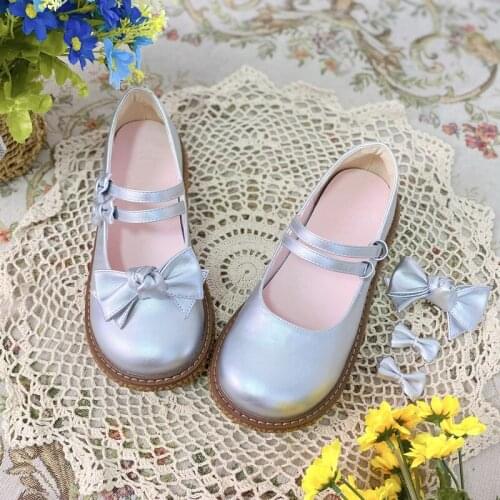 Sweet Girls Female Kawaii Tea Party Japanese Cute Anime Velcro Lolita Shoe Women Cosplay Jk Uniform Cosplay Shoes Feminine Flats