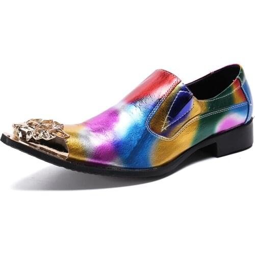 TOP QUALITY Business Men Shoes Iron Pointed Toe Men Dress Shoes Lace Up Flat Shoes Men Print Oxford Shoes Soft Leather Zapatos