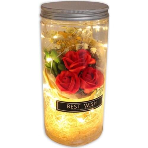 Handmade Dried Flower Soap Eternal Rose Wishing Bottle Plastic Decorative Gifts
