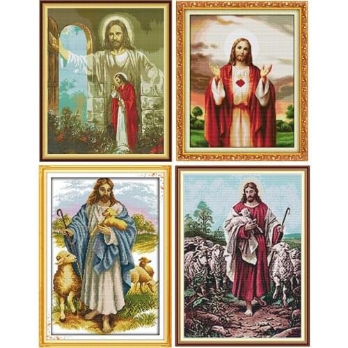 Religious Figure Series DIY Cross Stitch Kit 14CT Printed Patterns Chinese Embroidery Sets DMC Fabric on Canvas for Home Decorat